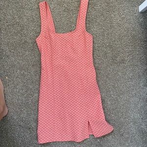 Mini coral urban outfitters dress with small white floral design